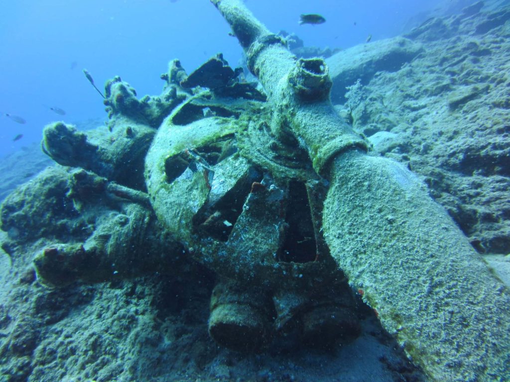 Engine of a German junker 88 airplane, not any kind of Crete dive site