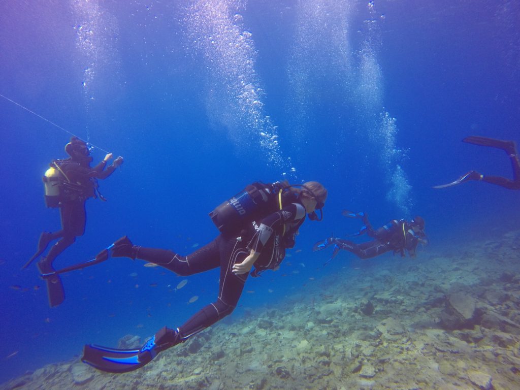 Divers on a PADI Open Water lesson