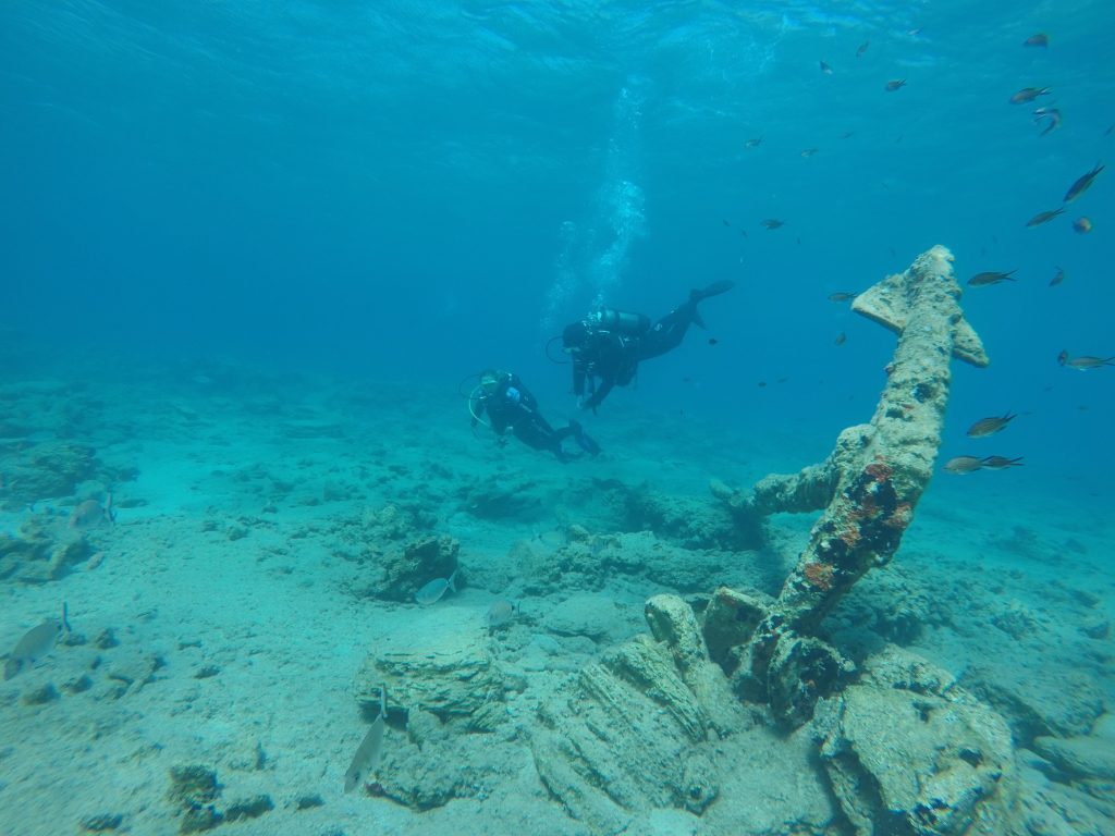 Anchor at our house reef Crete dive site